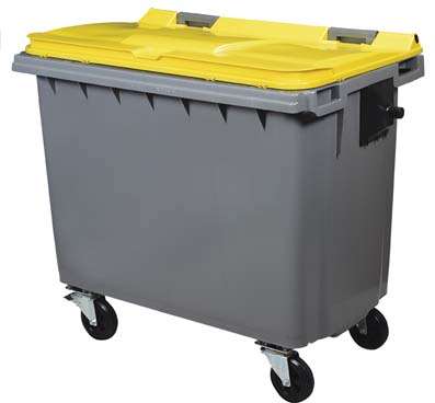 Image de CONTENEUR 4 ROUES KOROK 660L SANS BARRE GRIS/JAUNE