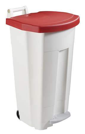 Image de POUBELLE MOBILE A PEDALE 90 L-BOGGY ROUGE/BLANC