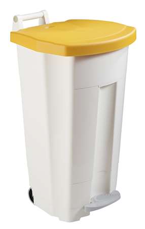 Image de POUBELLE MOBILE A PEDALE 90 L-BOGGY JAUNE/BLANC